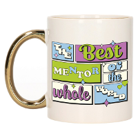 Cadeau koffie/thee mok   de beste mentor   van de wereld   goud   300 ml   keramiek