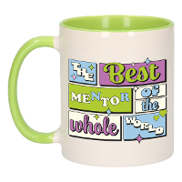 Cadeau koffie/thee mok   de beste mentor   van de wereld   groen   300 ml   keramiek