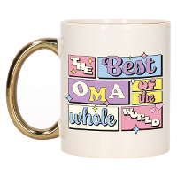 Cadeau koffie/thee mok   de beste oma   van de wereld   goud   300 ml   keramiek