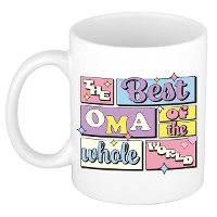 Cadeau koffie/thee mok   de beste oma   van de wereld   wit   300 ml   keramiek