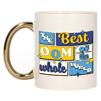 Cadeau koffie/thee mok   de beste oom   van de wereld   goud   300 ml   keramiek