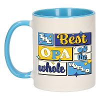 Cadeau koffie/thee mok   de beste opa   van de wereld   blauw   300 ml   keramiek