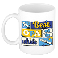 Cadeau koffie/thee mok   de beste opa   van de wereld   wit   300 ml   keramiek
