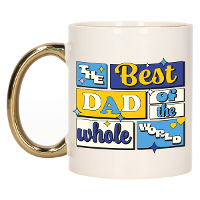 Cadeau koffie/thee mok   de beste pap   van de wereld   goud   300 ml   keramiek