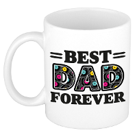 Cadeau koffie/thee mok   de beste papa voor altijd   langspeel plaat   zwart   300 ml   keramiek