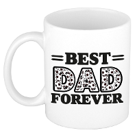Cadeau koffie/thee mok   de beste papa voor altijd   voetbal   wit   300 ml   keramiek