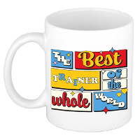 Cadeau koffie/thee mok   de beste trainer/coach   van de wereld   wit   300 ml   keramiek