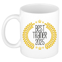 Cadeau koffie/thee mok   de beste trainer van 2025   wit   300 ml   keramiek