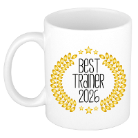 Cadeau koffie/thee mok   de beste trainer van 2026   wit   300 ml   keramiek