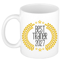 Cadeau koffie/thee mok   de beste trainer van 2027   wit   300 ml   keramiek