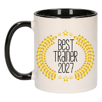 Cadeau koffie/thee mok   de beste trainer van 2027   zwart   300 ml   keramiek
