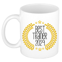 Cadeau koffie/thee mok   de beste trainer van 2029   wit   300 ml   keramiek
