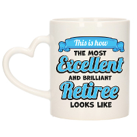 Cadeau koffie/thee mok   excellent gepensioneerde   blauw   keramiek   300 ml