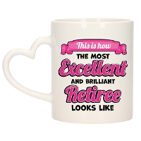 Cadeau koffie/thee mok   excellent gepensioneerde   roze   keramiek   300 ml