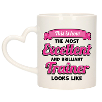 Cadeau koffie/thee mok   excellent trainer/coach   roze   keramiek   300 ml