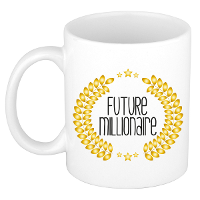 Cadeau koffie/thee mok   geslaagd   Future Millionaire   wit   300 ml   keramiek