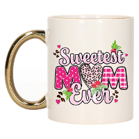 Cadeau koffie/thee mok mama   gouden oor   liefste mam ooit   300 ml   Moederdag