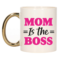 Cadeau koffie/thee mok mama   gouden oor   mam is de baas   300 ml   Moederdag
