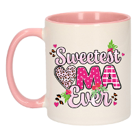 Cadeau koffie/thee mok oma   roze oor   liefste oma ooit   300 ml