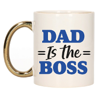 Cadeau koffie/thee mok papa   gouden oor   pap is de baas   300 ml   Vaderdag