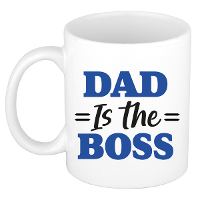 Cadeau koffie/thee mok papa   wit   pap is de baas   300 ml   Vaderdag