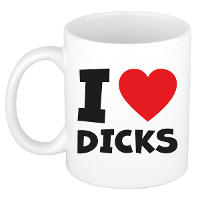 Cadeau koffie/thee mok   rood   I love dicks   pride / gay   300 ml   keramiek