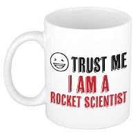 Cadeau koffie/thee mok   trust me I am a rocket scientist   rood   keramiek   300 ml