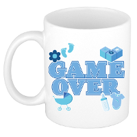 Cadeau koffie/thee mok voor aanstaande ouders   game over   blauw   keramiek   300 ml