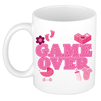 Cadeau koffie/thee mok voor aanstaande ouders   game over   roze   keramiek   300 ml