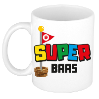 Cadeau koffie/thee mok voor Baas   wit   super Baas   keramiek   300 ml