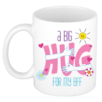 Cadeau koffie/thee mok voor BFF   wit   big hug   300 ml   keramiek   verjaardag