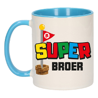Cadeau koffie/thee mok voor broer   blauw   super Broer   keramiek   300 ml