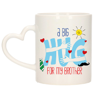 Cadeau koffie/thee mok voor broer   hartje oor   big hug   300 ml   verjaardag