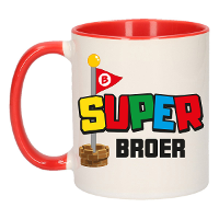 Cadeau koffie/thee mok voor broer   rood   super Broer   keramiek   300 ml