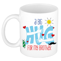 Cadeau koffie/thee mok voor broer   wit   big hug   300 ml   verjaardag