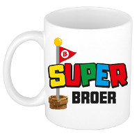 Cadeau koffie/thee mok voor broer   wit   super Broer   keramiek   300 ml