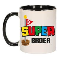 Cadeau koffie/thee mok voor broer   zwart   super Broer   keramiek   300 ml