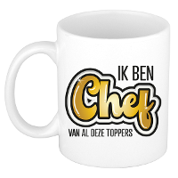 Cadeau koffie/thee mok voor chef   wit   ik ben Chef   keramiek   300 ml