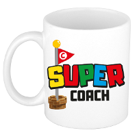 Cadeau koffie/thee mok voor coach/mentor   wit   super coach   keramiek   300 ml