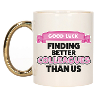Cadeau koffie/thee mok voor collega   gouden oor   afscheid   keramiek   300 ml