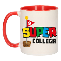 Cadeau koffie/thee mok voor collega   rood   super collega   keramiek   300 ml