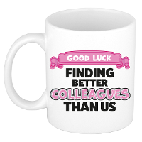 Cadeau koffie/thee mok voor collega   wit   afscheid   keramiek   300 ml