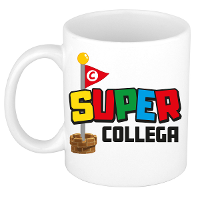Cadeau koffie/thee mok voor collega   wit   super collega   keramiek   300 ml