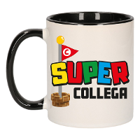 Cadeau koffie/thee mok voor collega   zwart   super collega   keramiek   300 ml