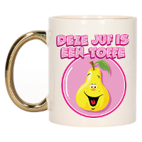 Cadeau koffie/thee mok voor Juf   goud   toffe Juf   keramiek   300 ml