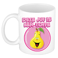 Cadeau koffie/thee mok voor Juf   wit   toffe Juf   keramiek   300 ml
