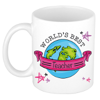 Cadeau koffie/thee mok voor leraar   beste leraar   roze   300 ml   juf/meester