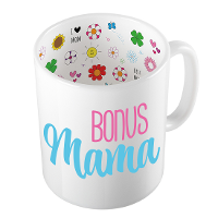 Cadeau koffie/thee mok voor mama   blauw   bonus mama   keramiek   300 ml   Moederdag