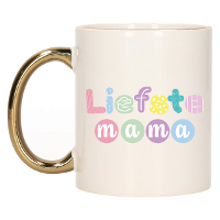 Cadeau koffie/thee mok voor Mama   goud   liefste Mama   keramiek   300 ml   Moederdag