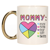 Cadeau koffie/thee mok voor Mama   gouden oor   lieve woorden   keramiek   300 ml